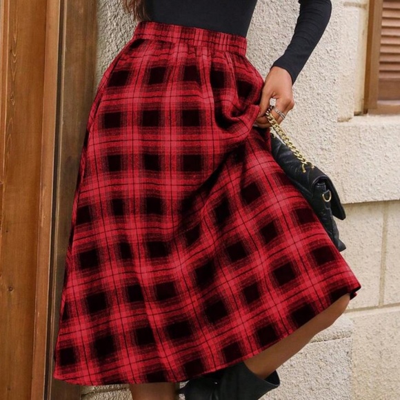 Plaid Print Stretchy High Waist Skirt - Picture 2 of 10